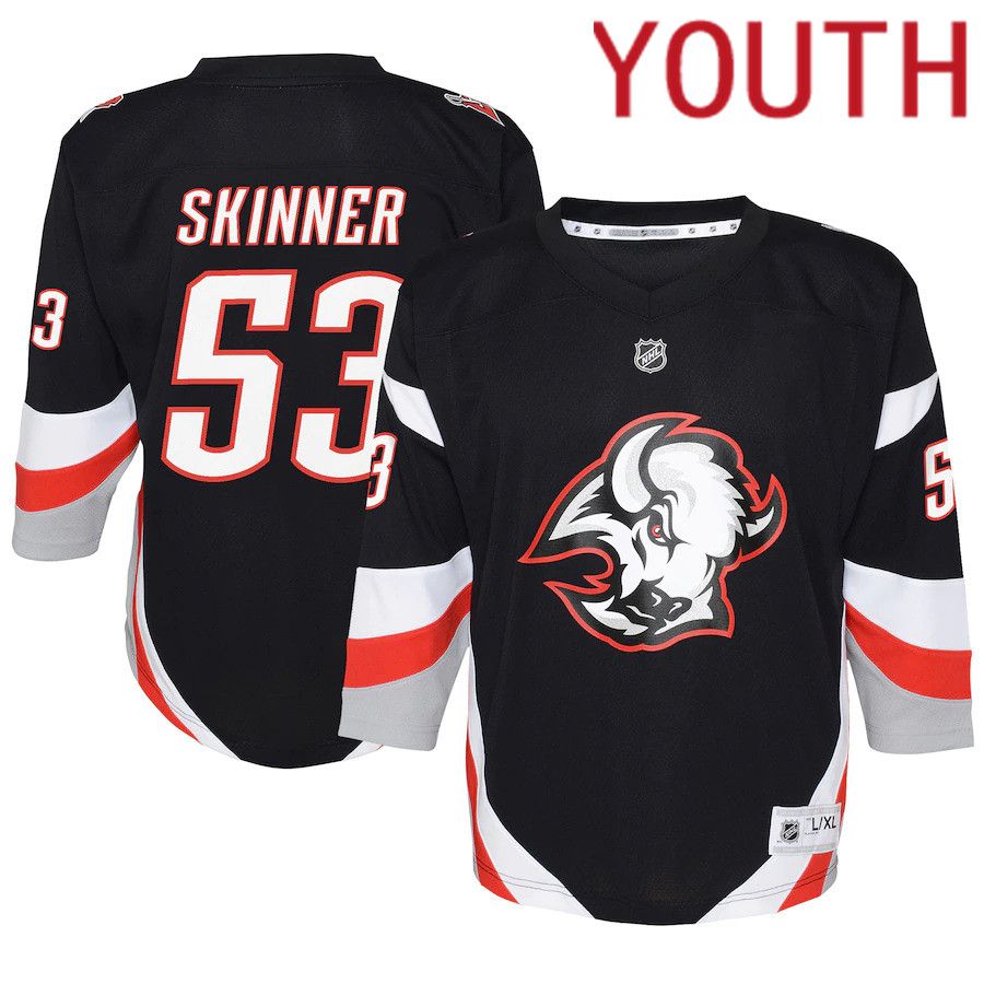 Youth Buffalo Sabres #53 Jeff Skinner Black Alternate Replica Player 2022 NHL Jersey